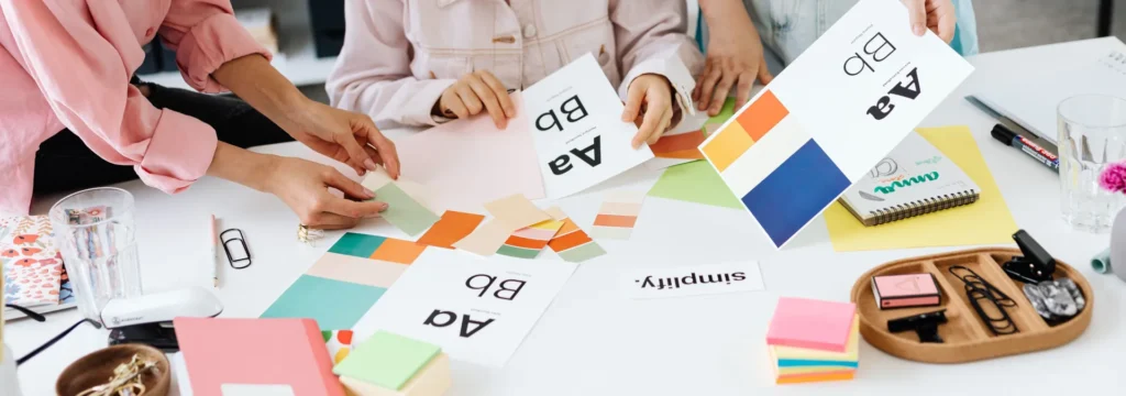 3 people collaborating on a design project